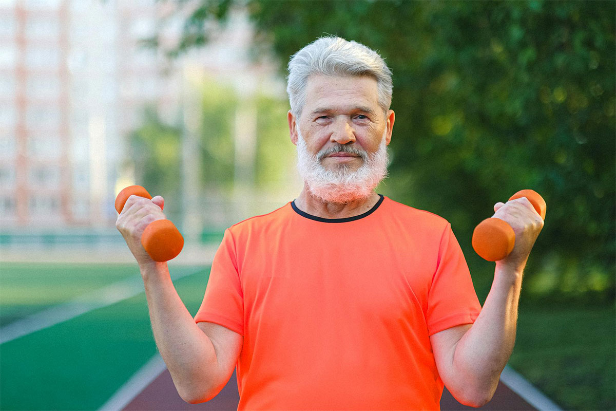 Man exercising with weights